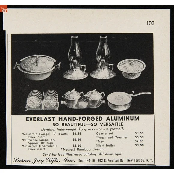 Vintage Everlast Aluminum "Bali Bamboo" 1948-1959 Casserole w/ Pyrex Insert MCM - Picture 15 of 15
